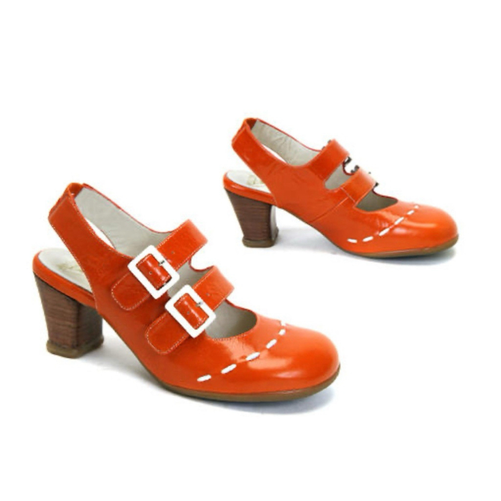 John Fluevog Orange Operetta Fiorenza Slingback Heel